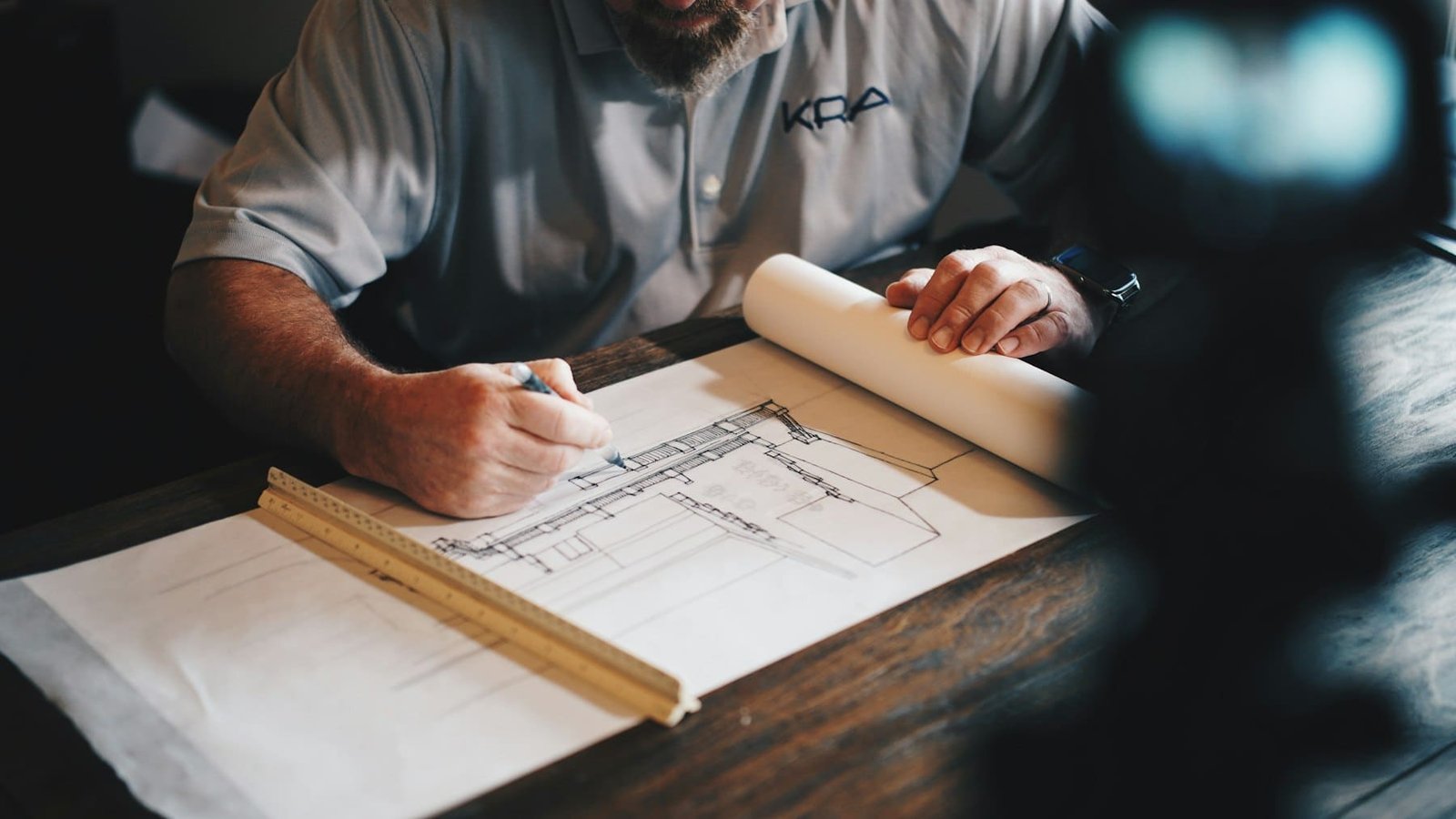 Architecte travaillant sur un plan